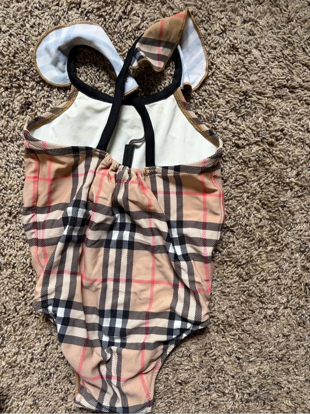 Burberry Beige Plaid Girls One-Piece Swimsuit